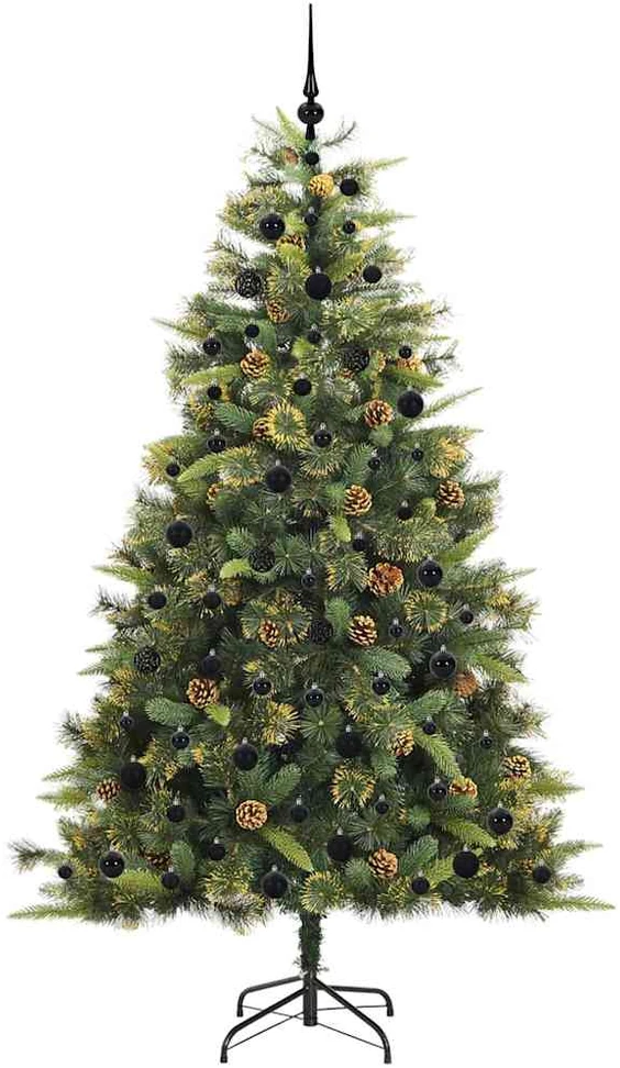 Dirbtinis sulankstomas kalėdų medis su kankorėžiais 210 cm