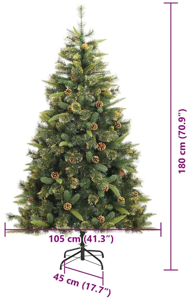 Dirbtinis sulankstomas kalėdų medis su kankorėžiais 180 cm