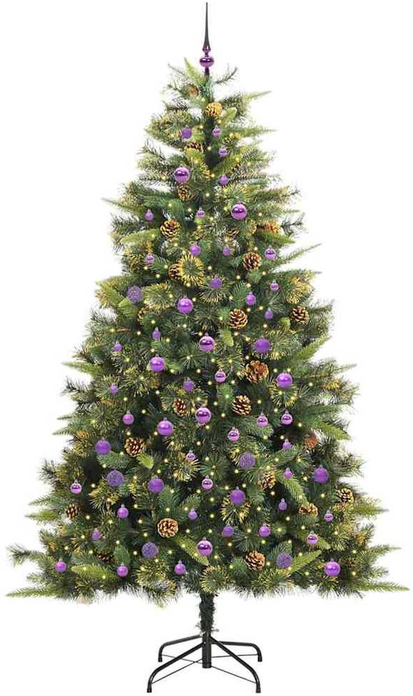Dirbtinis sulankstomas kalėdų medis su kankorėžiais 240 cm