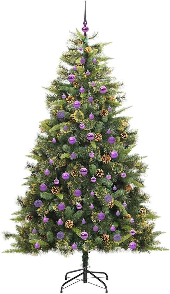 Dirbtinis sulankstomas kalėdų medis su kankorėžiais 210 cm