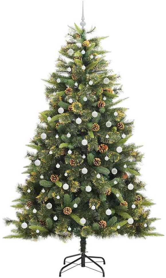 Dirbtinis sulankstomas kalėdų medis su kankorėžiais 240 cm