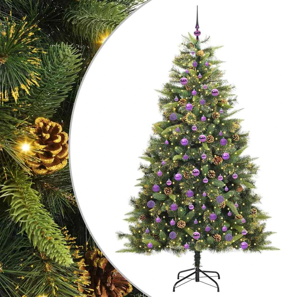 Dirbtinis sulankstomas kalėdų medis su kankorėžiais 210 cm