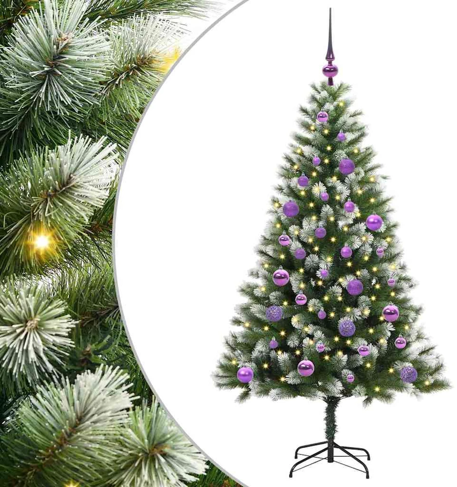 Dirbtinis sulankstomas Kalėdų medis su pūkuotu sniegu 150 LED