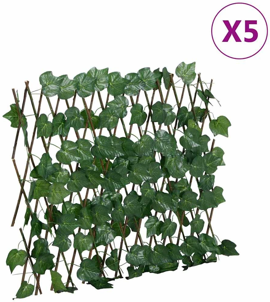 Dirbtinių vynuogių lapų treliažai, 5vnt., žali, 190x60cm