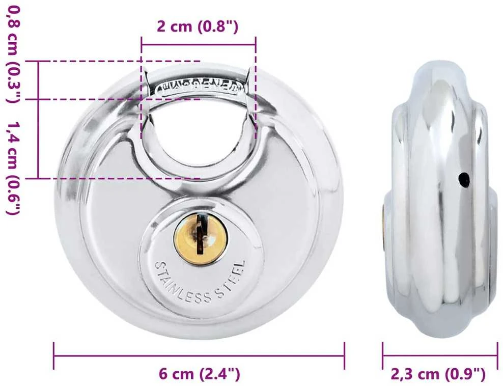Diskiniai užraktai su rakteliais 2 vnt. 6 x 2.3 x 6 cm