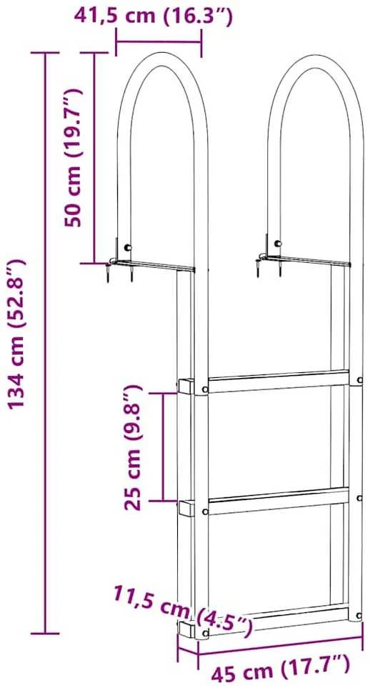 3-Etapas Liepto Laiptelis Sidabro 45 x 11,5 x 134 cm Aliuminis
