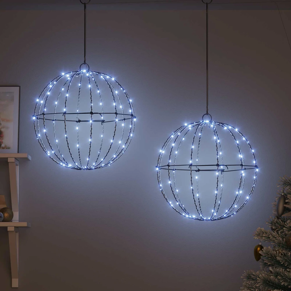 Dovana 2 vnt. Šalta balta 40 x 40 x 42 cm Metalas 192 LED