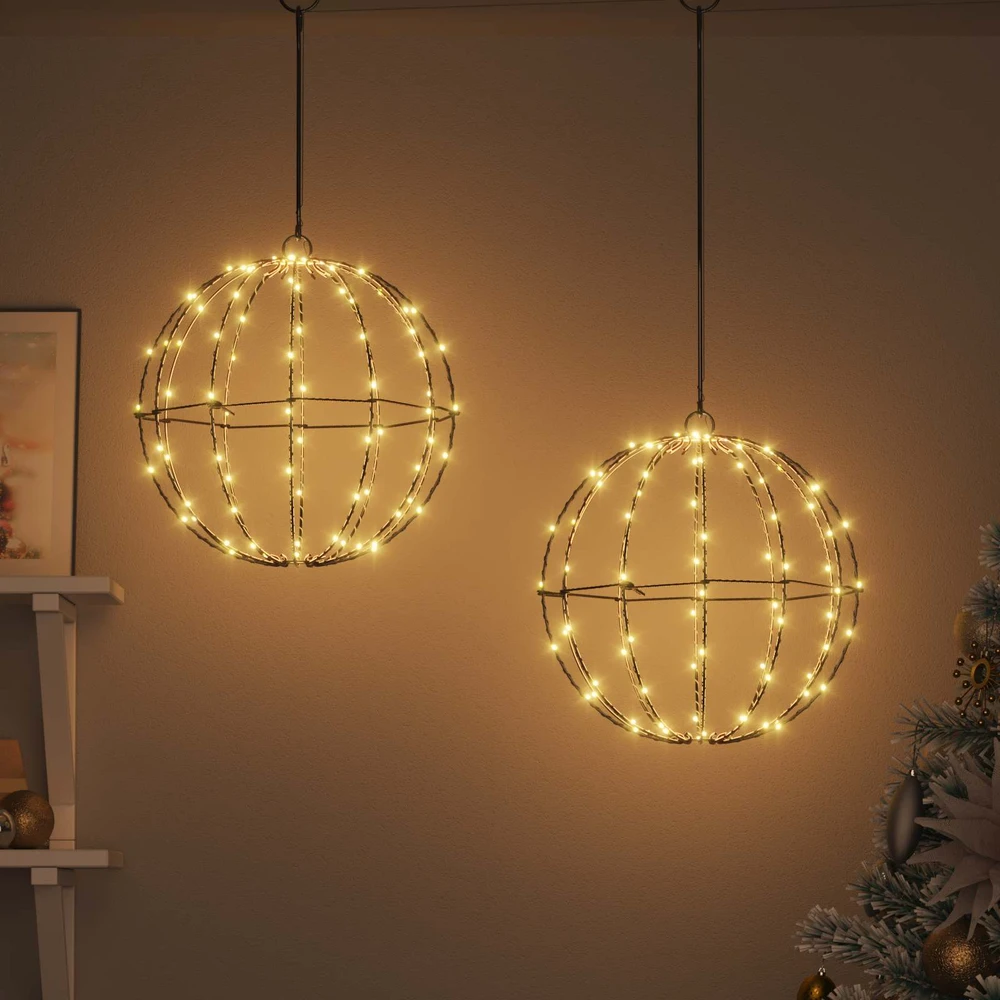 Dovana 2 vnt. Šilta balta 30 x 30 x 32 cm Metalas 192 LED
