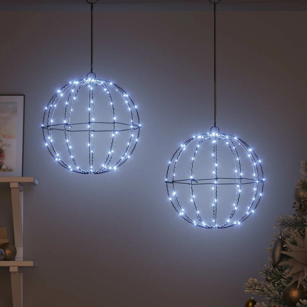 Dovana 2 vnt. Šalta balta 30 x 30 x 32 cm Metalas 192 LED