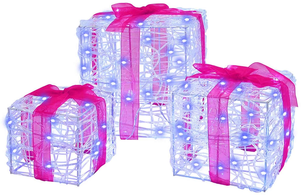 Dovanų Dėžė 3 vnt. 60 LED Mėlyna 20 x 20 x 20 cm Akrilas