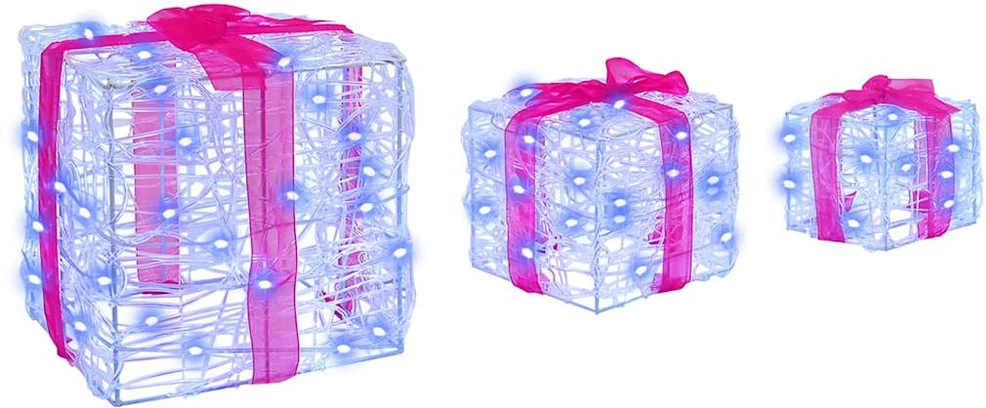 Dovanų Dėžė 3 vnt. 60 LED Mėlyna 20 x 20 x 20 cm Akrilas