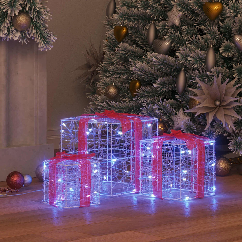 Dovanų Dėžė 3 vnt. 60 LED Mėlyna 20 x 20 x 20 cm Akrilas