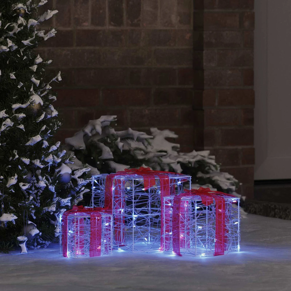 Dovanų Dėžė 3 vnt. 60 LED Mėlyna 20 x 20 x 20 cm Akrilas