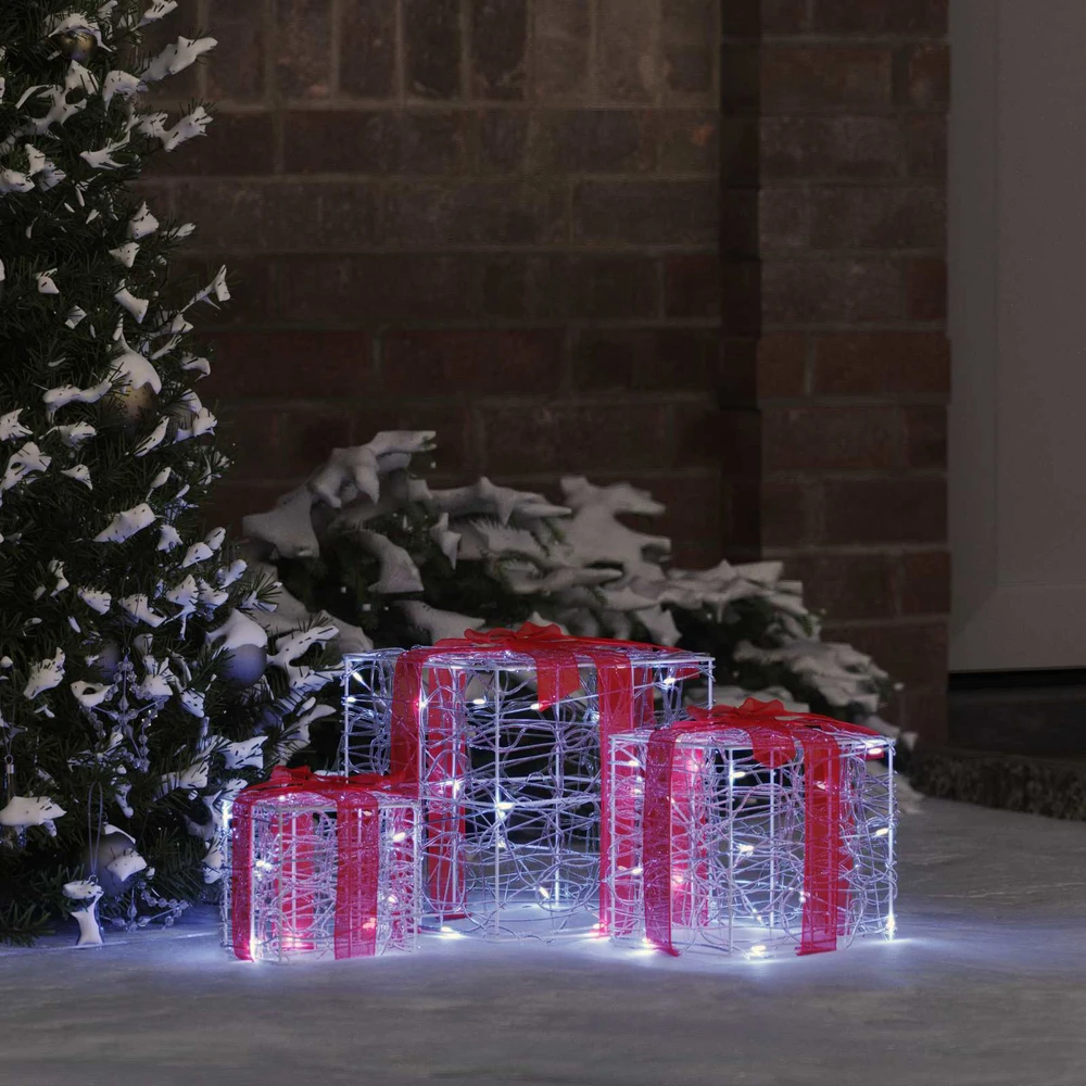 Dovanų Dėžė 3 vnt. 60 LED Šalta balta 20 x 20 x 20 cm Akrilas