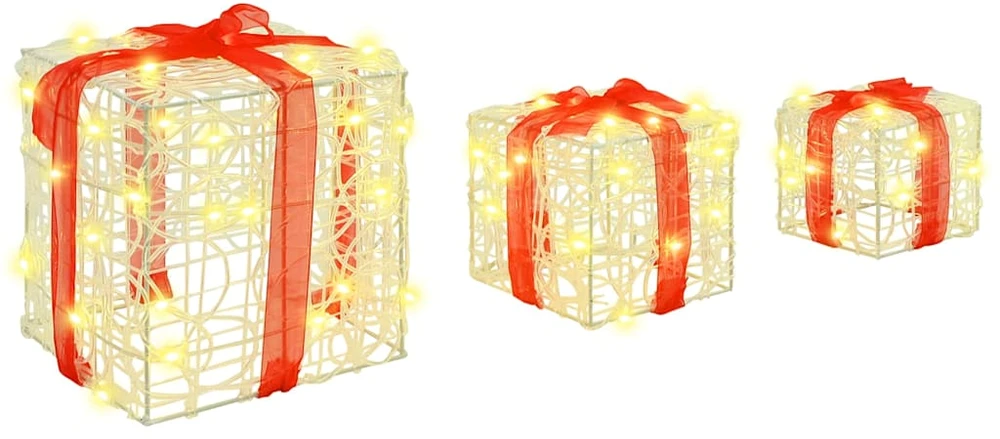 Dovanų Dėžė 3 vnt. 60 LED Šilta balta 20 x 20 x 20 cm Akrilas