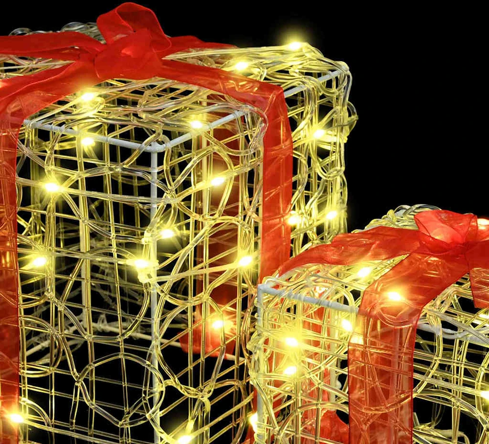 Dovanų Dėžė 3 vnt. 60 LED Šilta balta 20 x 20 x 20 cm Akrilas