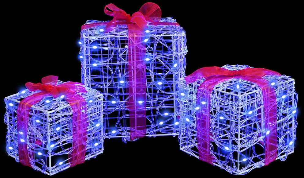 Dovanų Dėžė 3 vnt. 60 LED Mėlyna 20 x 20 x 20 cm Akrilas