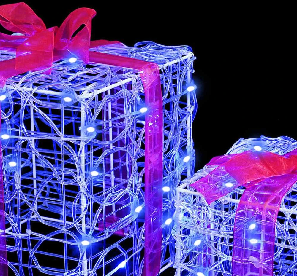 Dovanų Dėžė 3 vnt. 60 LED Mėlyna 20 x 20 x 20 cm Akrilas