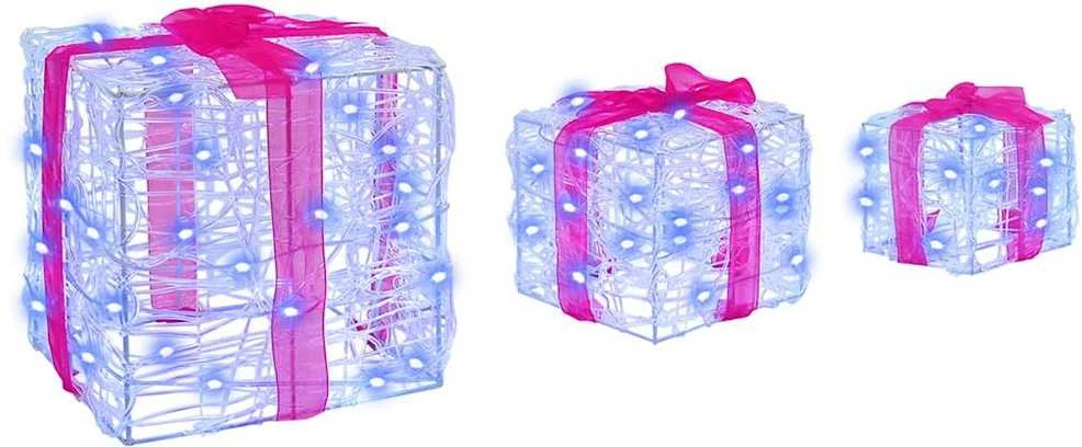 Dovanų Dėžė 3 vnt. 60 LED Mėlyna 20 x 20 x 20 cm Akrilas