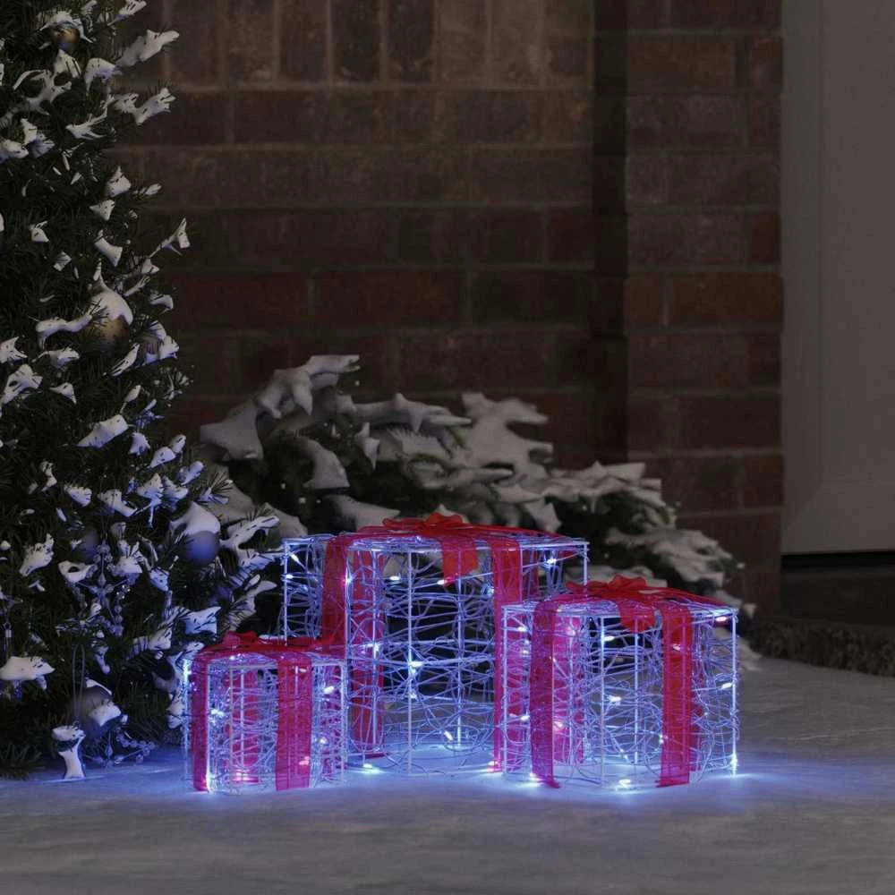 Dovanų Dėžė 3 vnt. 60 LED Mėlyna 20 x 20 x 20 cm Akrilas