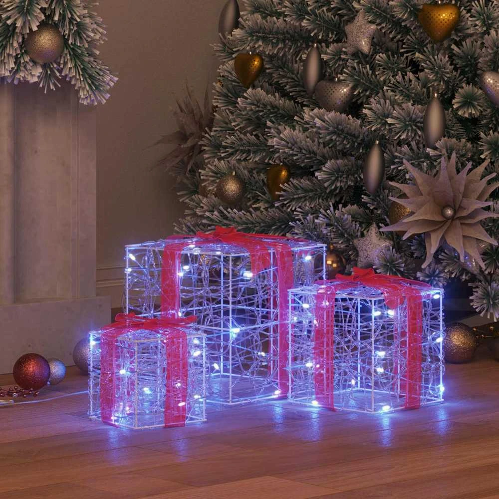 Dovanų Dėžė 3 vnt. 60 LED Mėlyna 20 x 20 x 20 cm Akrilas