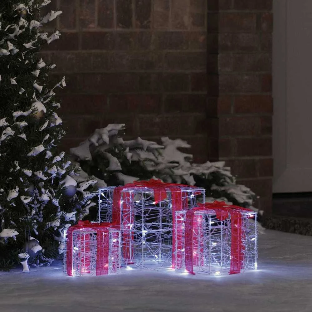 Dovanų Dėžė 3 vnt. 60 LED Šalta balta 20 x 20 x 20 cm Akrilas