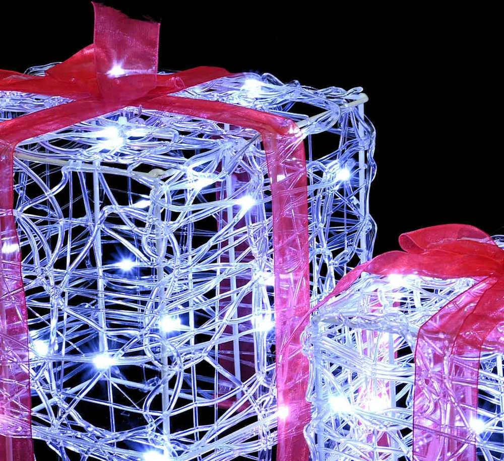 Dovanų Dėžė 3 vnt. 60 LED Šalta balta 20 x 20 x 20 cm Akrilas