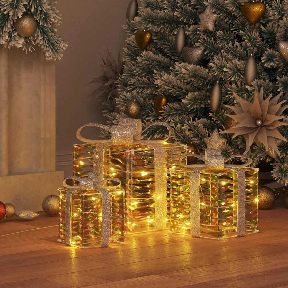Apšviesta Kalėdinė Dovana 3 vnt. 150 LED Šilta balta