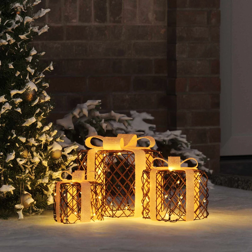 Apšviesta Kalėdinė Dovana 3 vnt. 150 LED Šilta balta