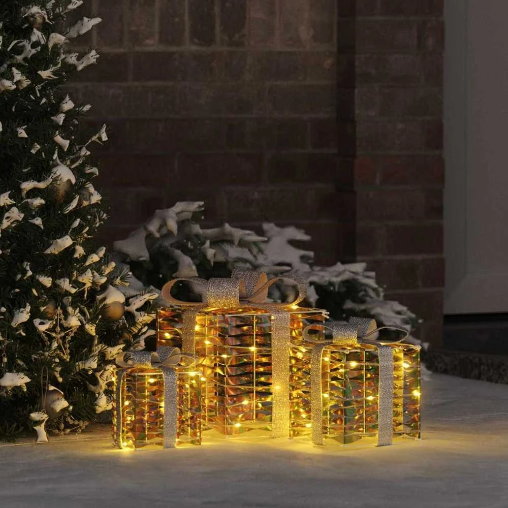 Apšviesta Kalėdinė Dovana 3 vnt. 150 LED Šilta balta
