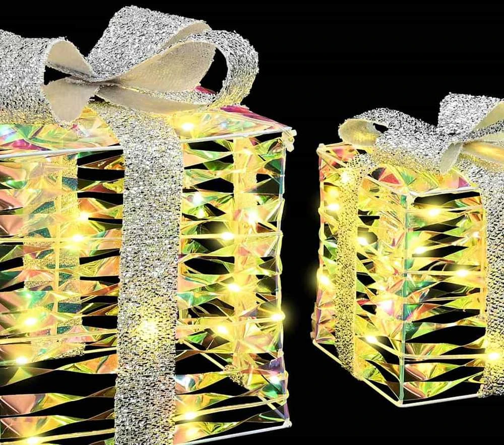 Apšviesta Kalėdinė Dovana 3 vnt. 150 LED Šilta balta