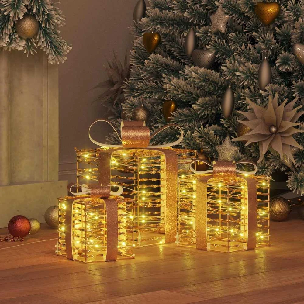 Apšviesta Kalėdinė Dovana 3 vnt. 150 LED Šilta balta