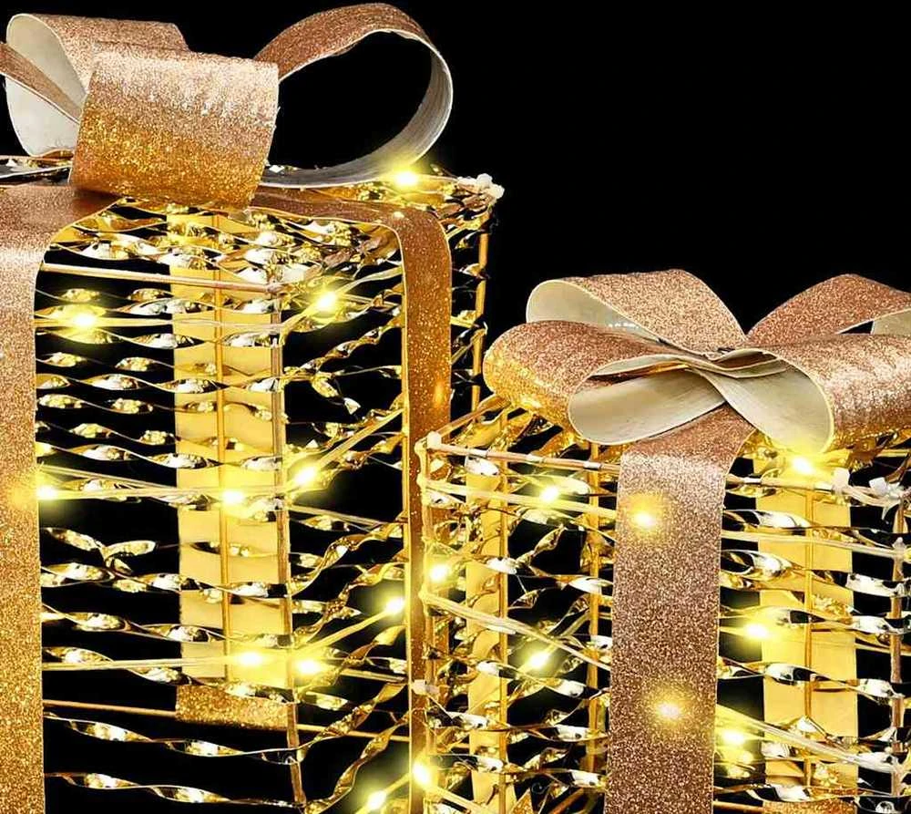 Apšviesta Kalėdinė Dovana 3 vnt. 150 LED Šilta balta