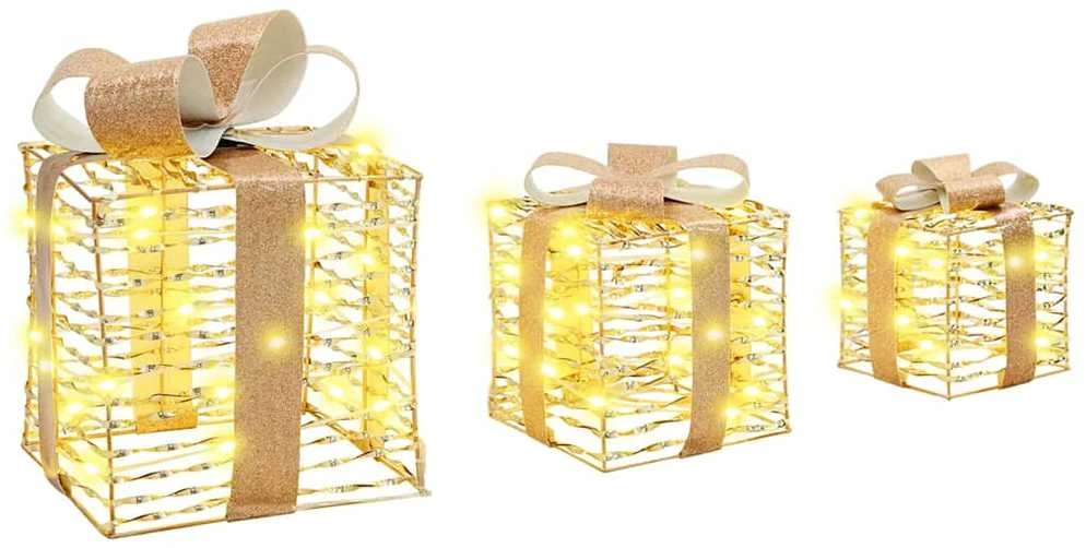 Apšviesta Kalėdinė Dovana 3 vnt. 150 LED Šilta balta