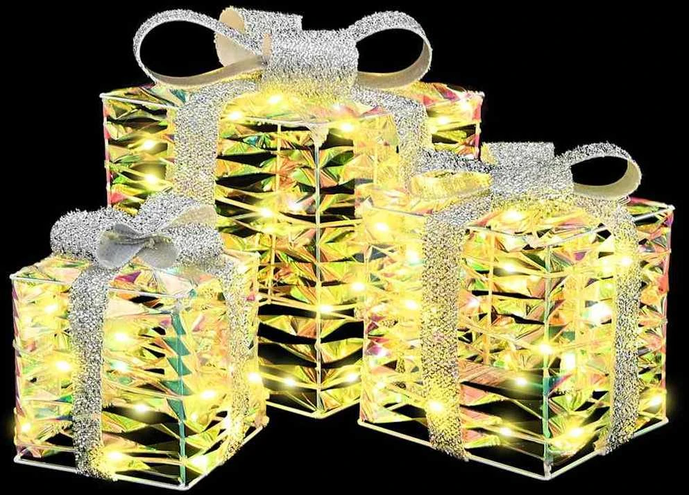 Apšviesta Kalėdinė Dovana 3 vnt. 150 LED Šilta balta