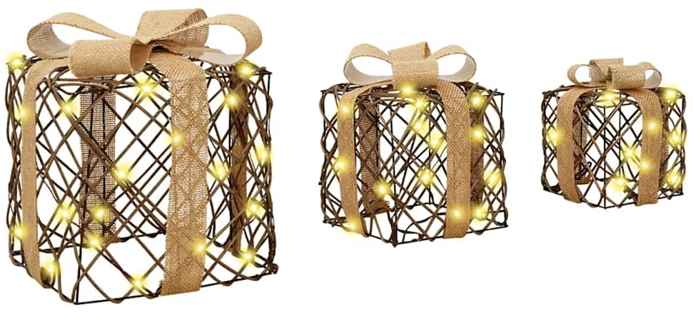 Apšviesta Kalėdinė Dovana 3 vnt. 150 LED Šilta balta