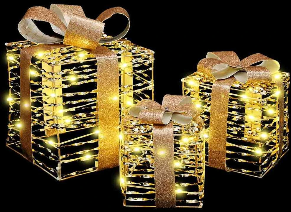 Apšviesta Kalėdinė Dovana 3 vnt. 150 LED Šilta balta