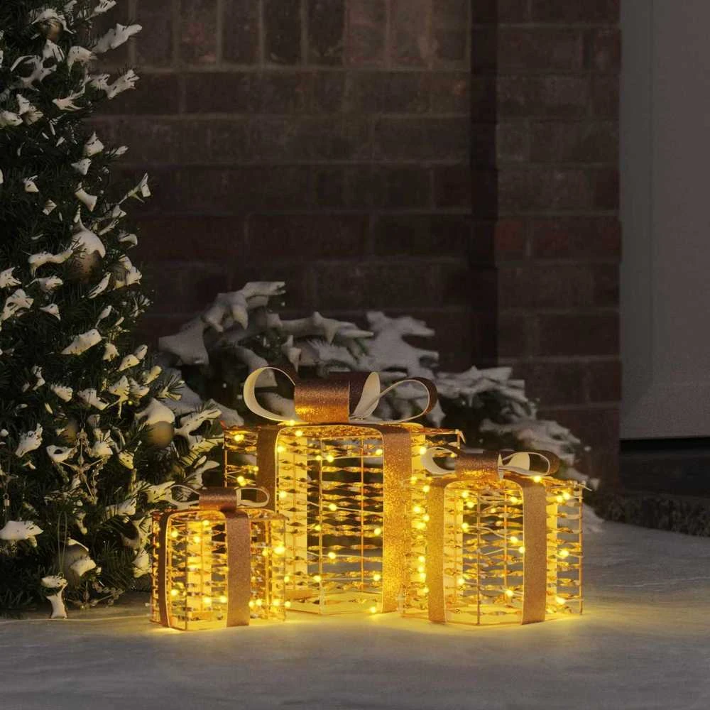 Apšviesta Kalėdinė Dovana 3 vnt. 150 LED Šilta balta