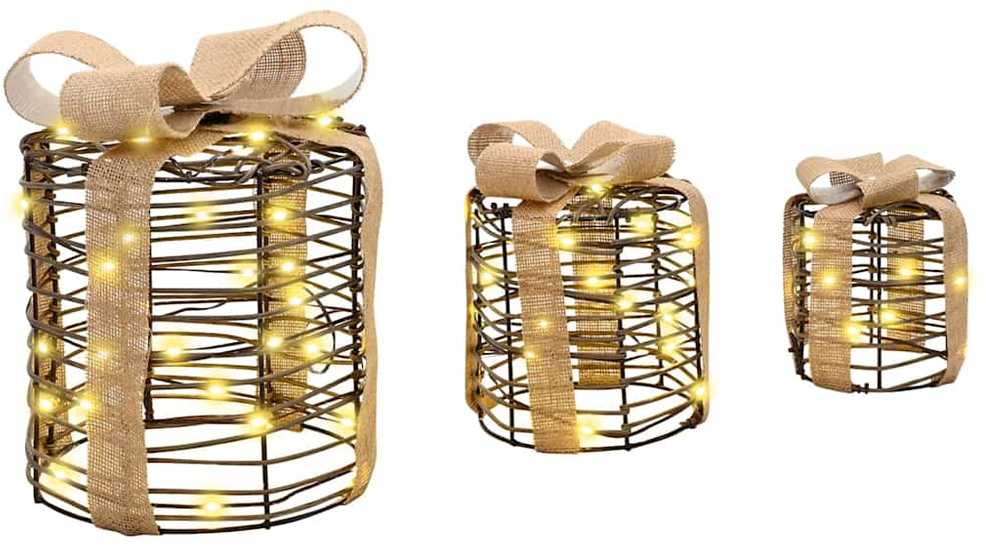 Dovanų Dėžutės Dekoracija su 60 LED 3 pcs Šilta balta Ratanas