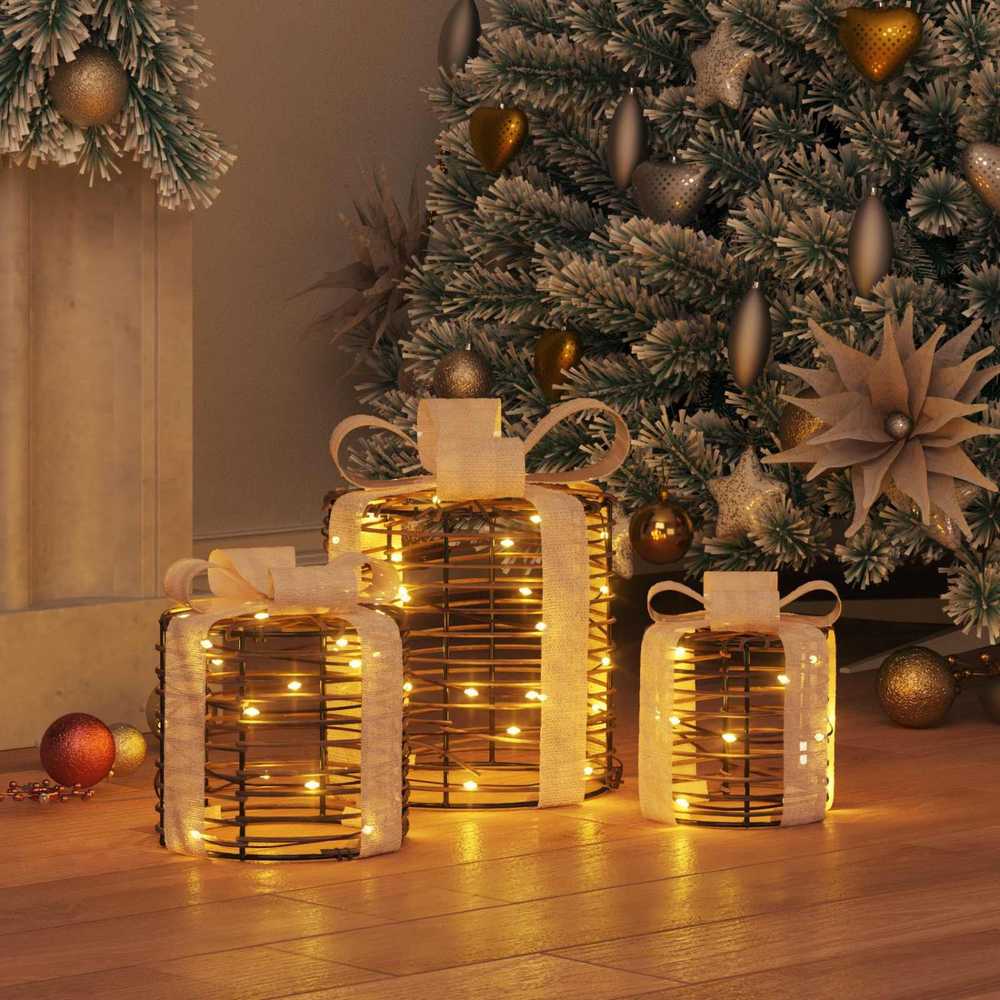 Dovanų Dėžutės Dekoracija su 60 LED 3 pcs Šilta balta Ratanas