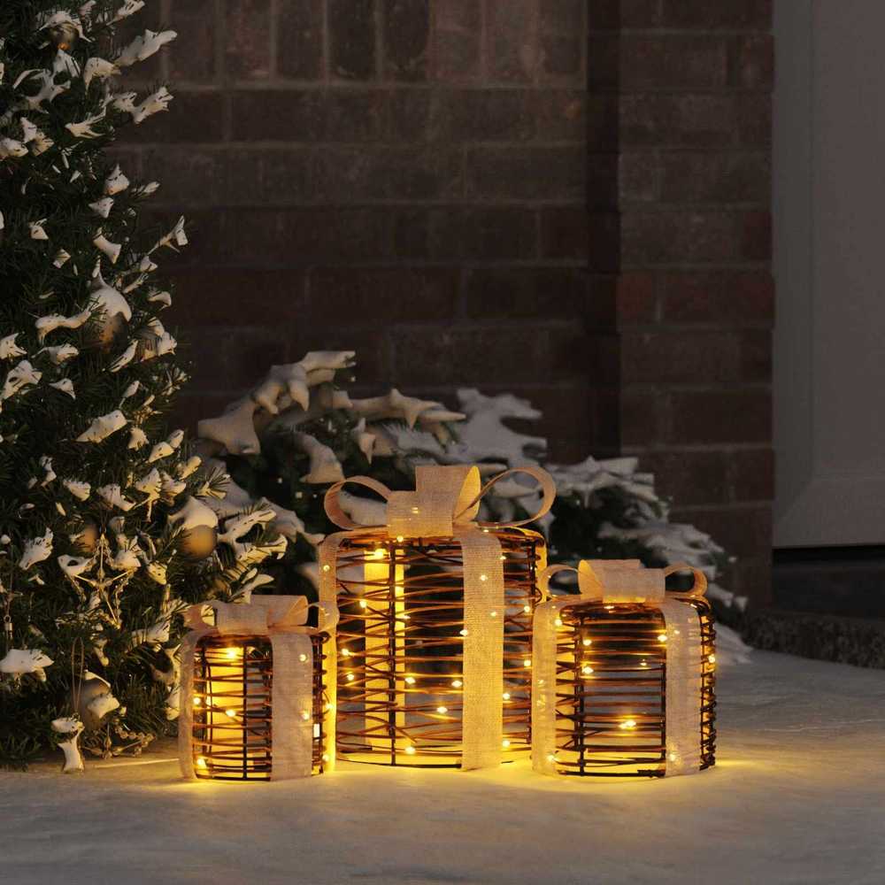 Dovanų Dėžutės Dekoracija su 60 LED 3 pcs Šilta balta Ratanas