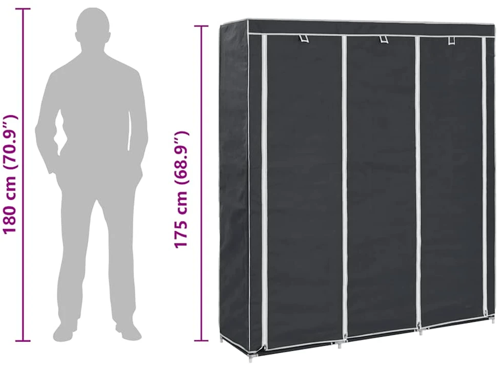 Drab. spinta su skyr. ir stryp., juoda, 150x45x175cm, audinys