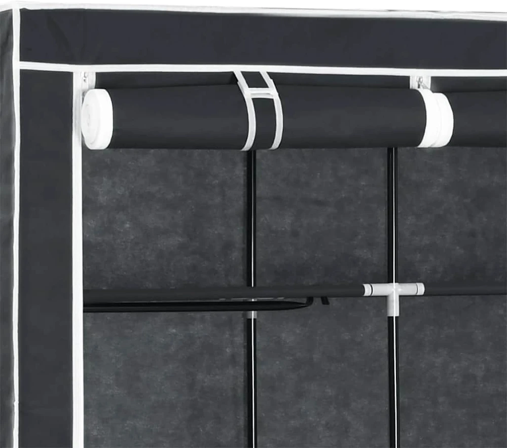 Drab. spinta su skyr. ir stryp., juoda, 150x45x175cm, audinys