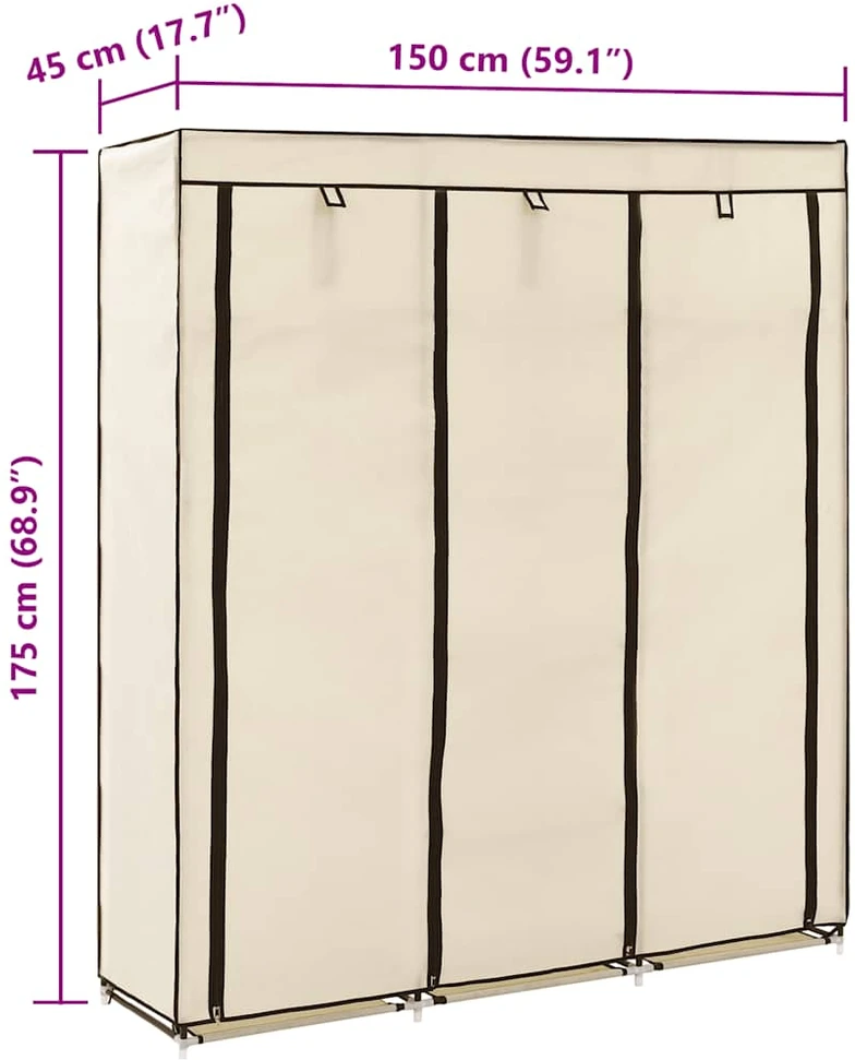 Drab. spinta su skyr. ir stryp., krem. sp., 150x45x175cm, aud.