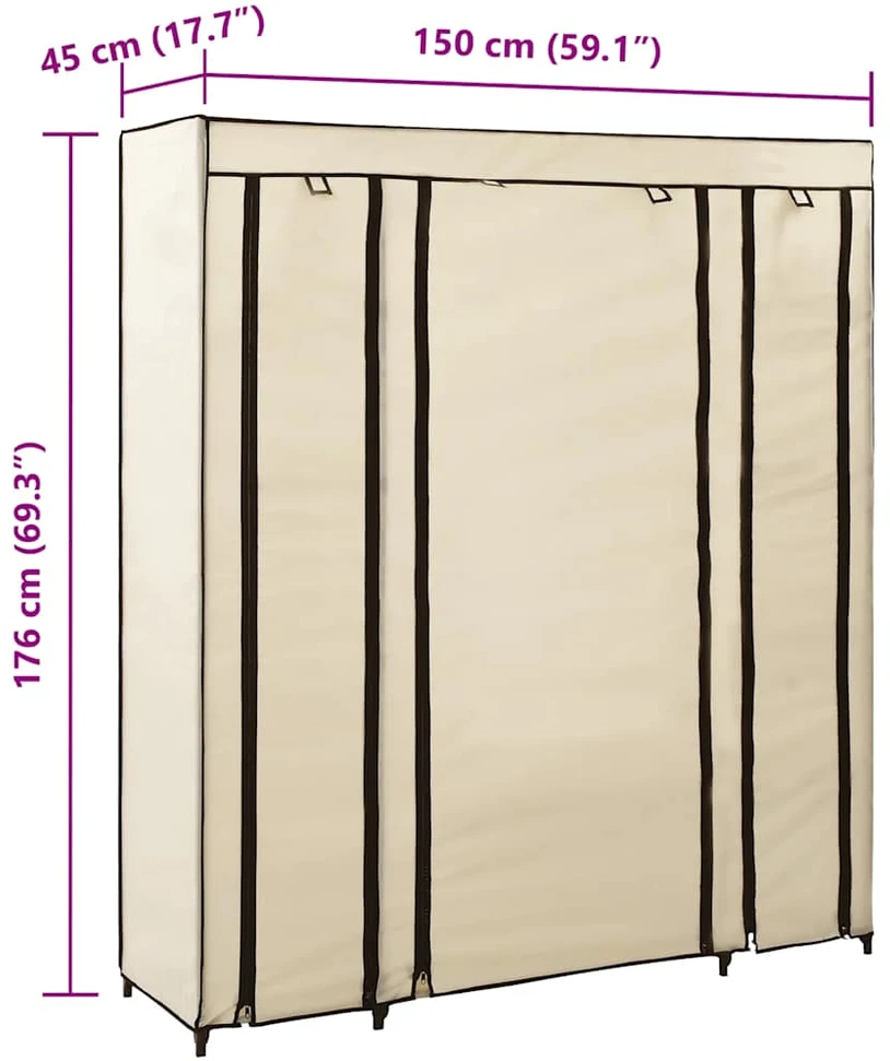 Drab. spinta su skyr. ir stryp., krem. sp., 150x45x176cm, aud.