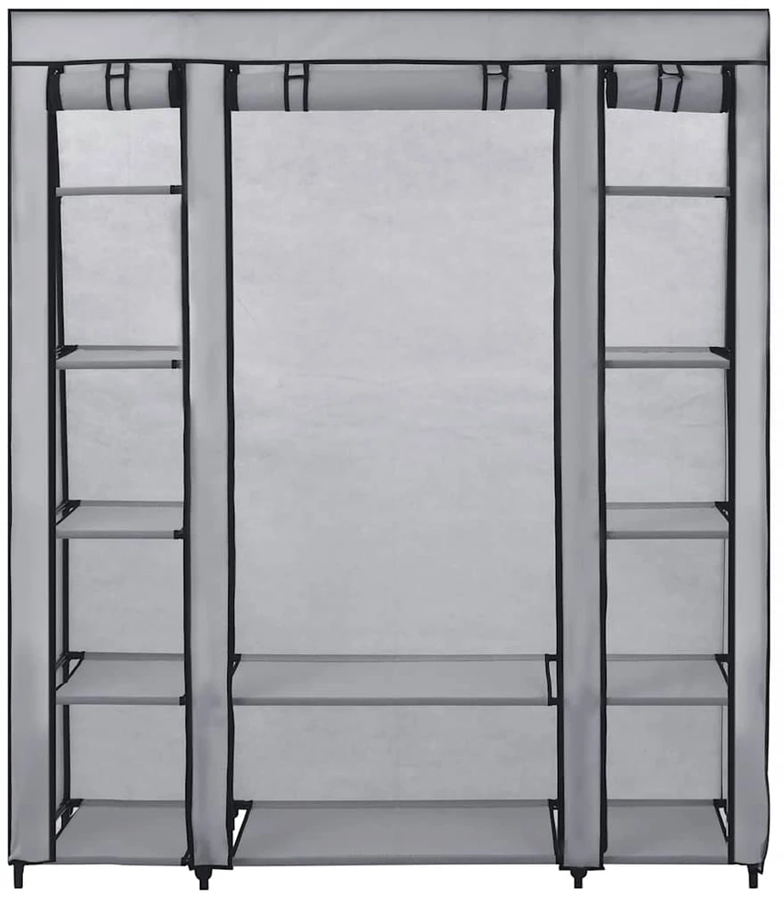 Drab. spinta su skyr. ir stryp., pilka, 150x45x176cm, audinys