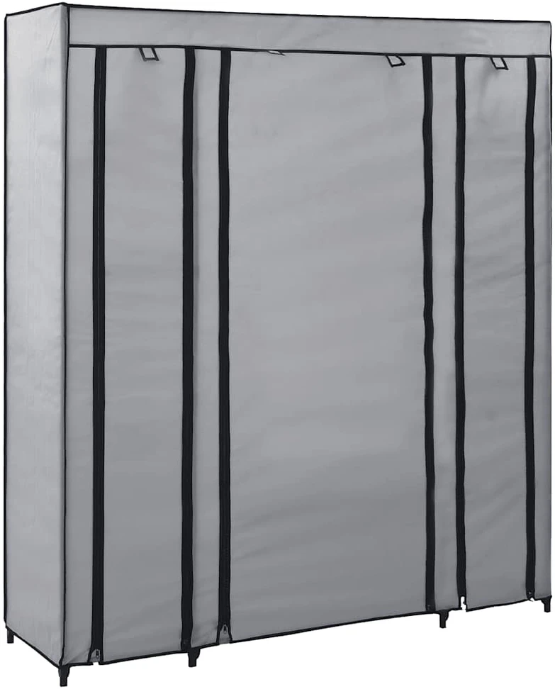 Drab. spinta su skyr. ir stryp., pilka, 150x45x176cm, audinys