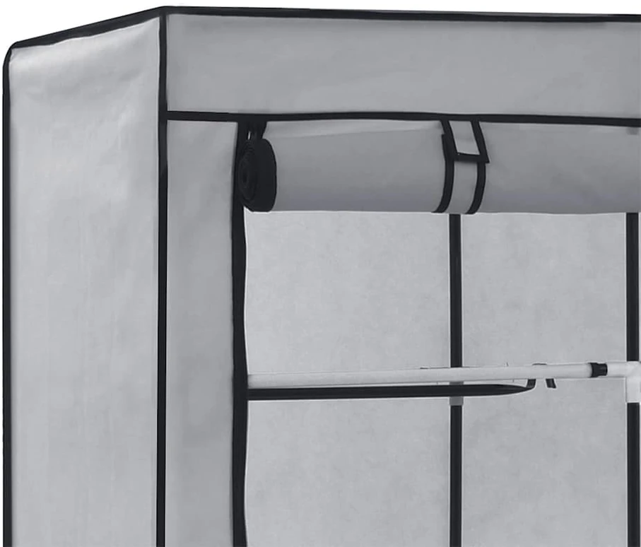 Drab. spinta su skyr. ir stryp., pilka, 150x45x175cm, audinys