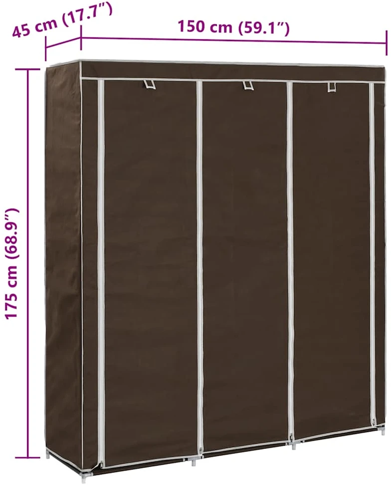 Drab. spinta su skyr. ir stryp., ruda, 150x45x175cm, audinys