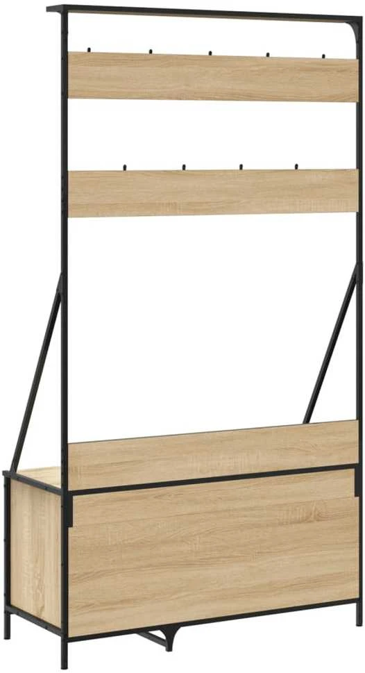 Drabužių kabykla su batų lentynomis, ąžuolo, 100x41x184cm